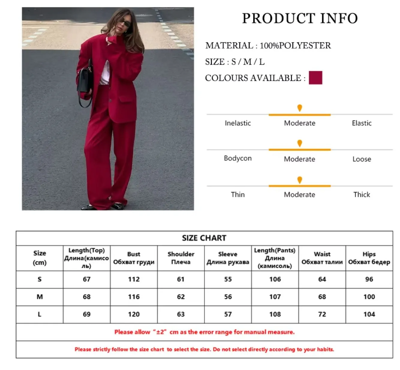 Ashore Shop Loose Red Office 2 Piece Sets Women Outfit 2025