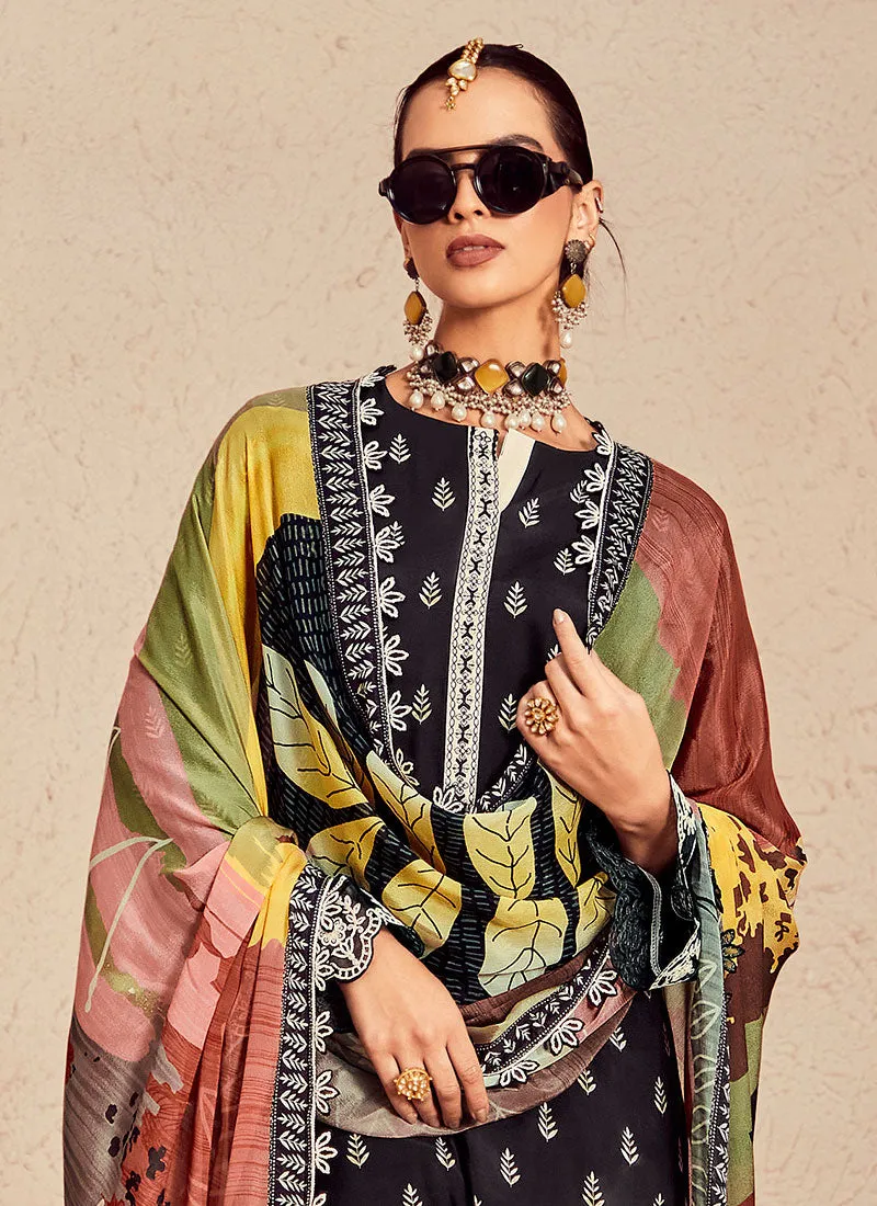 Black Multicoloured Dori Work Pakistani Salwar Kameez Suit