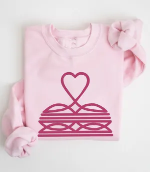 Boot Stitch Heart Graphic Sweatshirt