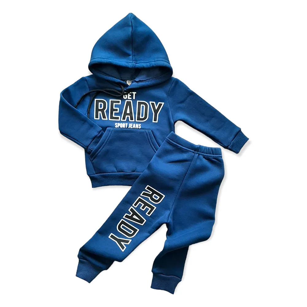 Boys Tracksuits Blue Get Ready Sweatshirt Hoodie Top Plus Jogging Bottoms