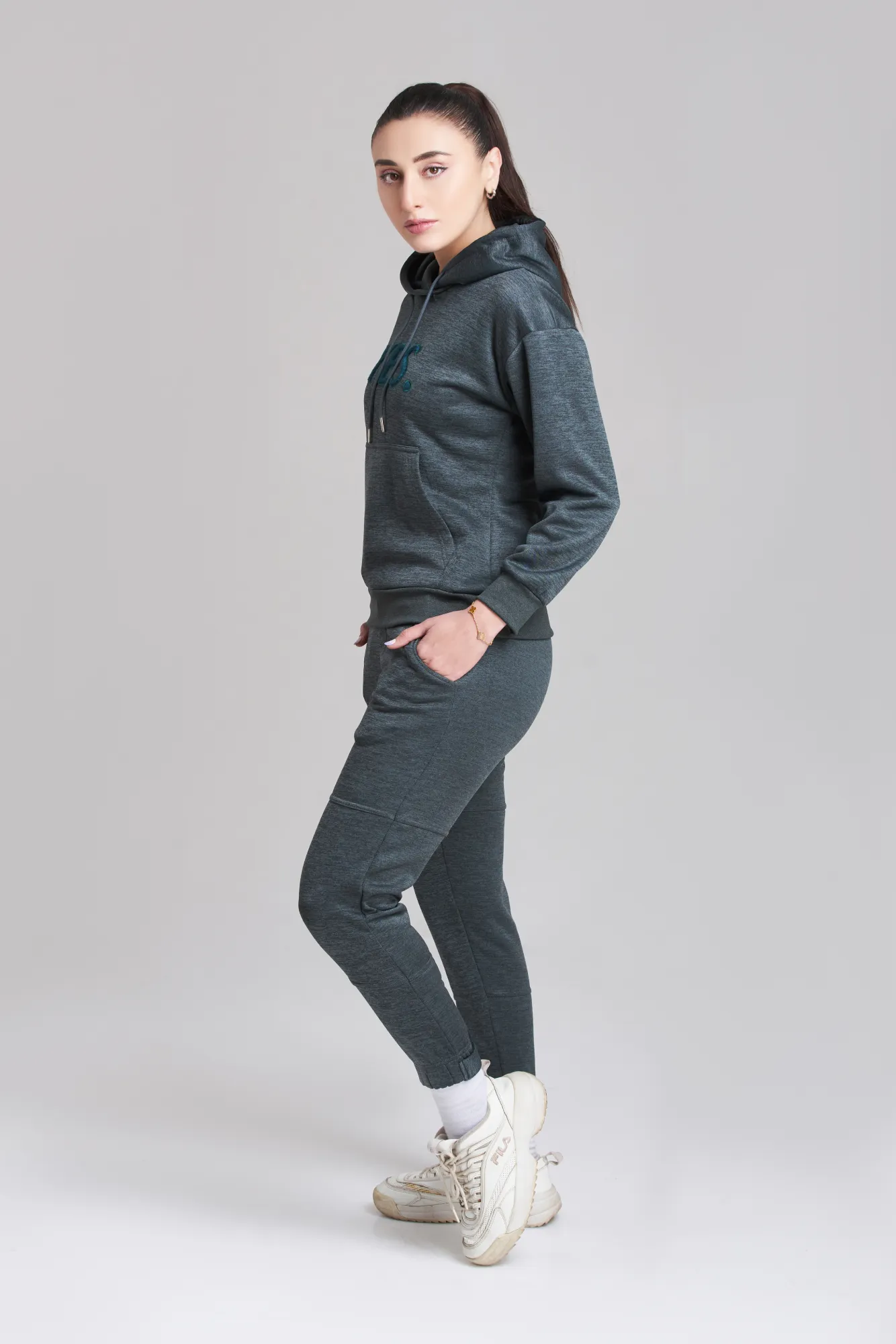 Braves-Vibes Charcoal Hoody Tracksuit - Women