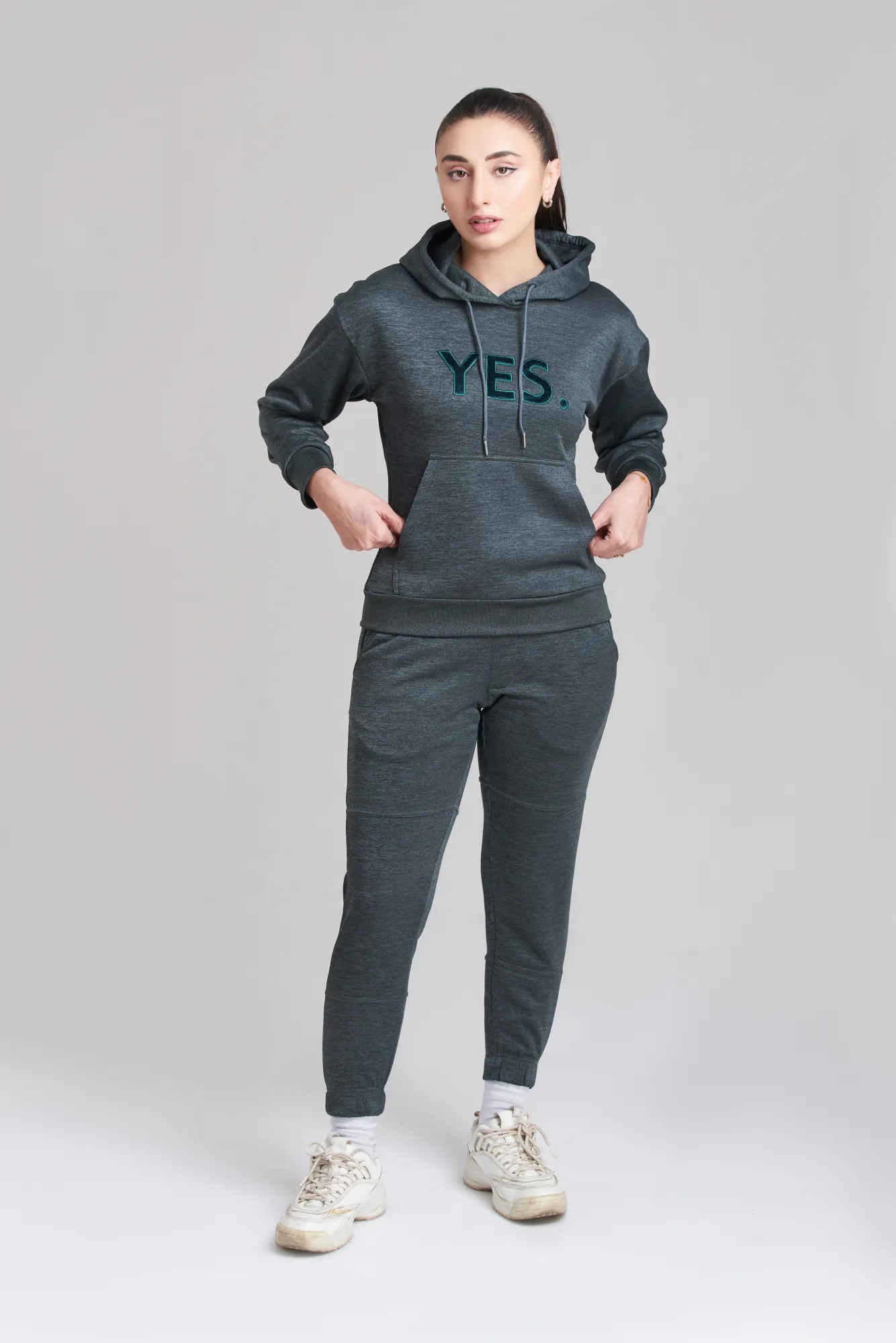 Braves-Vibes Charcoal Hoody Tracksuit - Women