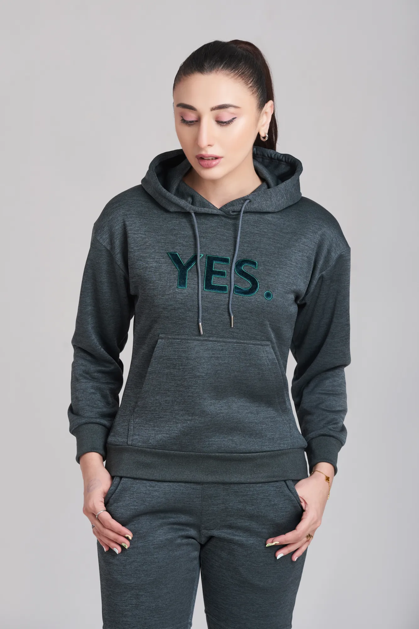 Braves-Vibes Charcoal Hoody Tracksuit - Women