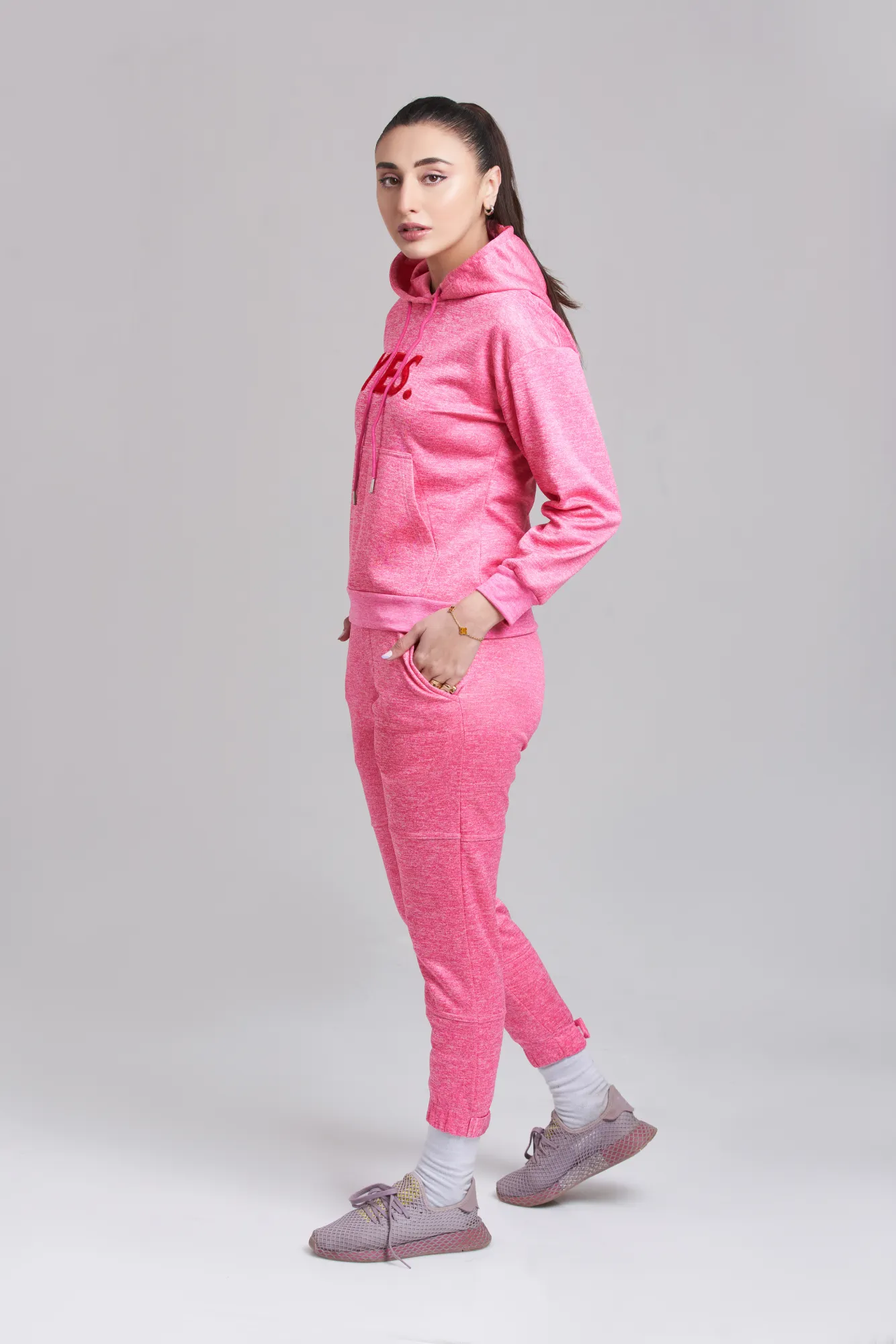 Braves-Vibes Pink Hoody Tracksuit - Women