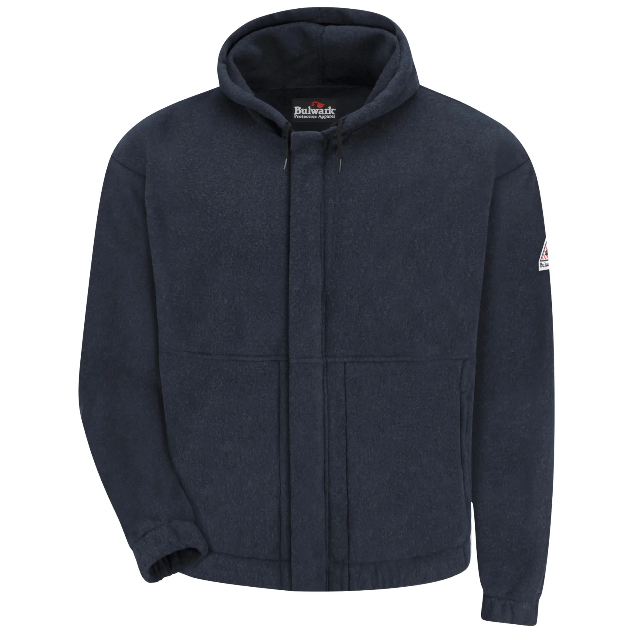 Bulwark FR Men's SMH6 FR Fleece Zip Sweatshirt - CAT 2, Flame Resistant, Brushed Fleece, Full Zip, Adjustable Hood, Durable, Comfortable | Sizes S-3XL