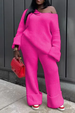 Drop Shoulder Knit Suits