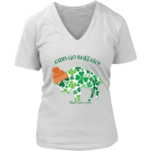 Erin Go Buffalo Rock Salt Life St. Patricks Day Womens V-Neck T-Shirt