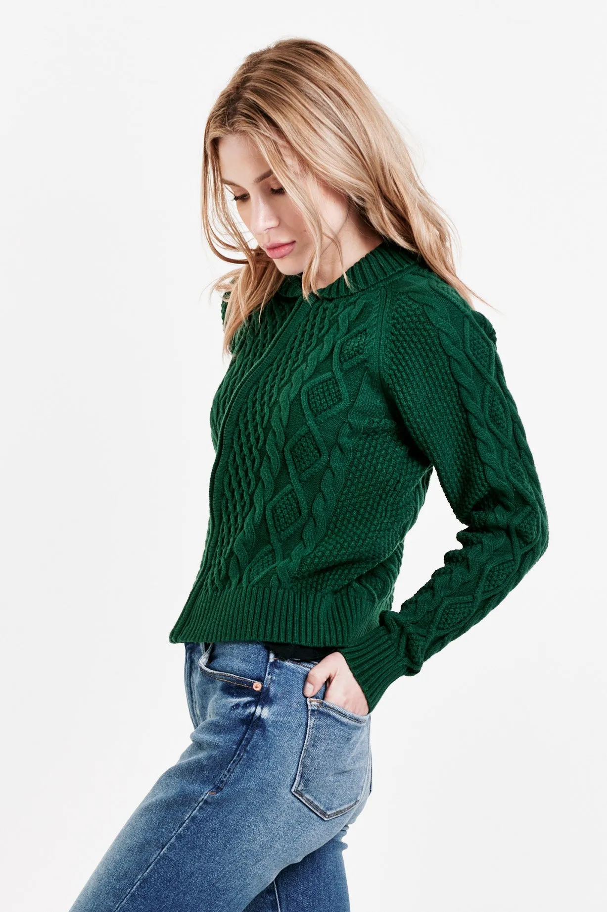 EVERLY ZIP SWEATER JACKET ALPINE GREEN