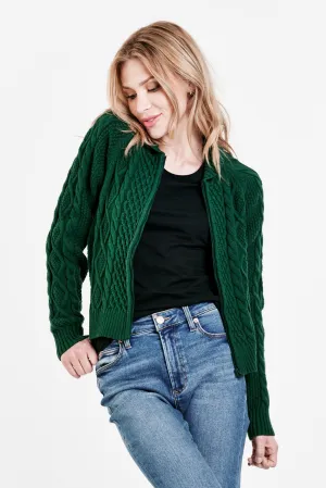 EVERLY ZIP SWEATER JACKET ALPINE GREEN