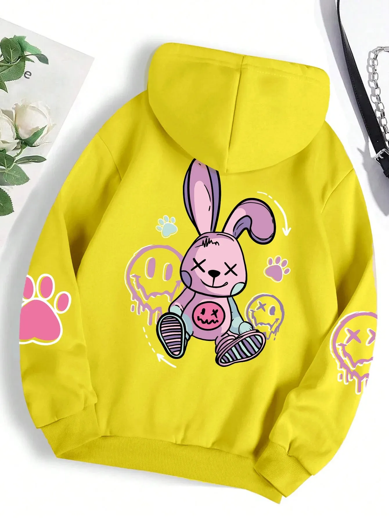 Female Hoodies Hip Hop Street Casual Printed Fashion Hoodie Oversize Loose New Sweatshirts Autumn Warm Fleece Clothing