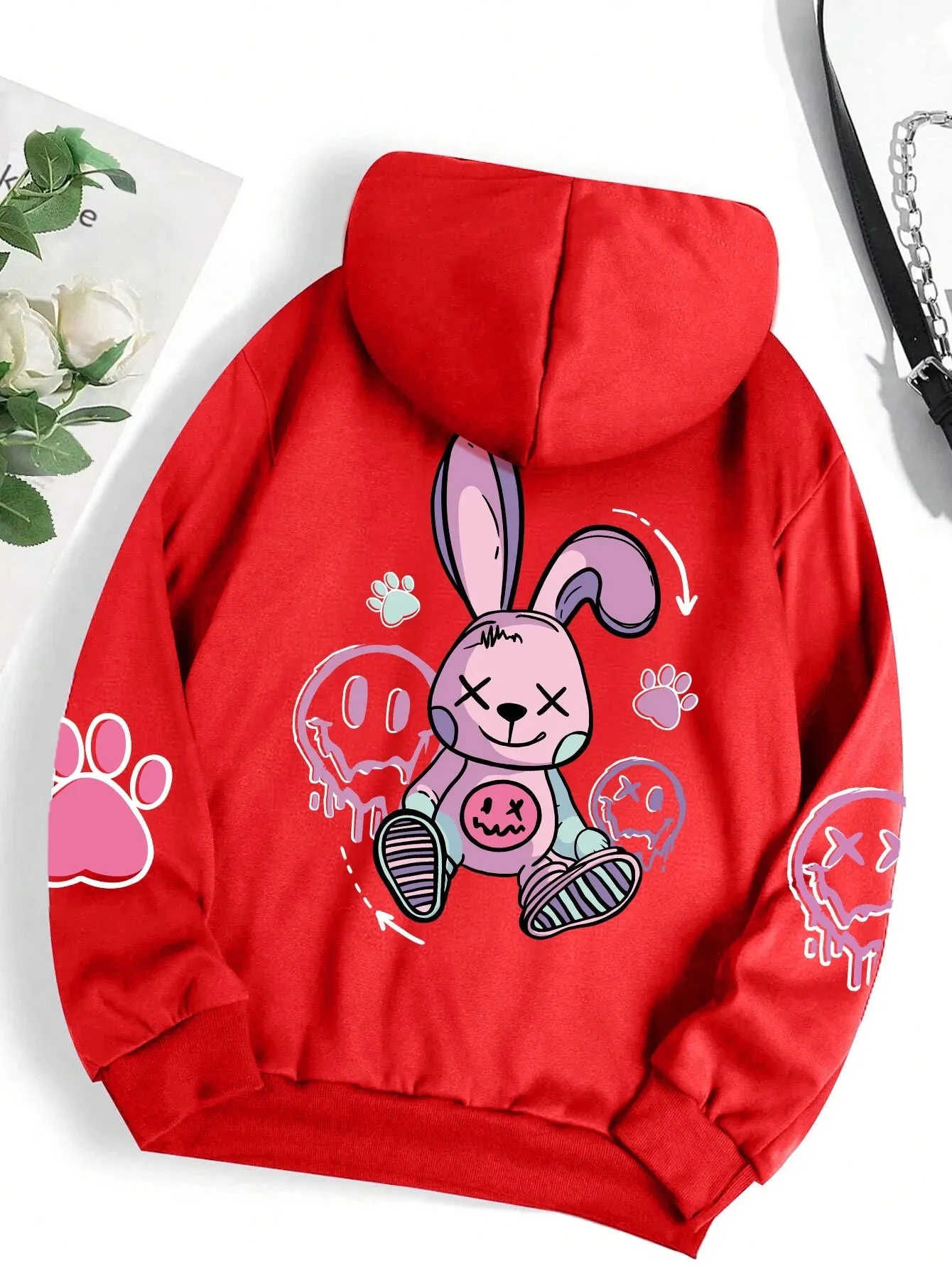 Female Hoodies Hip Hop Street Casual Printed Fashion Hoodie Oversize Loose New Sweatshirts Autumn Warm Fleece Clothing