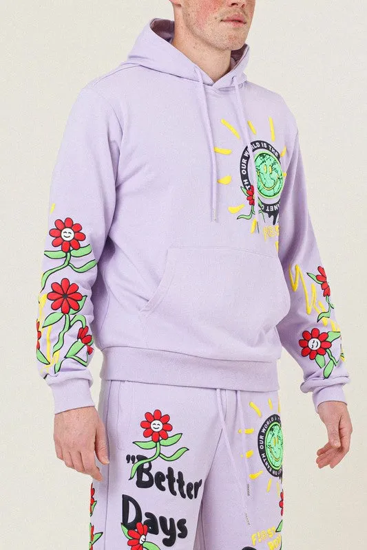 Flower Graphic Pullover Hoodie