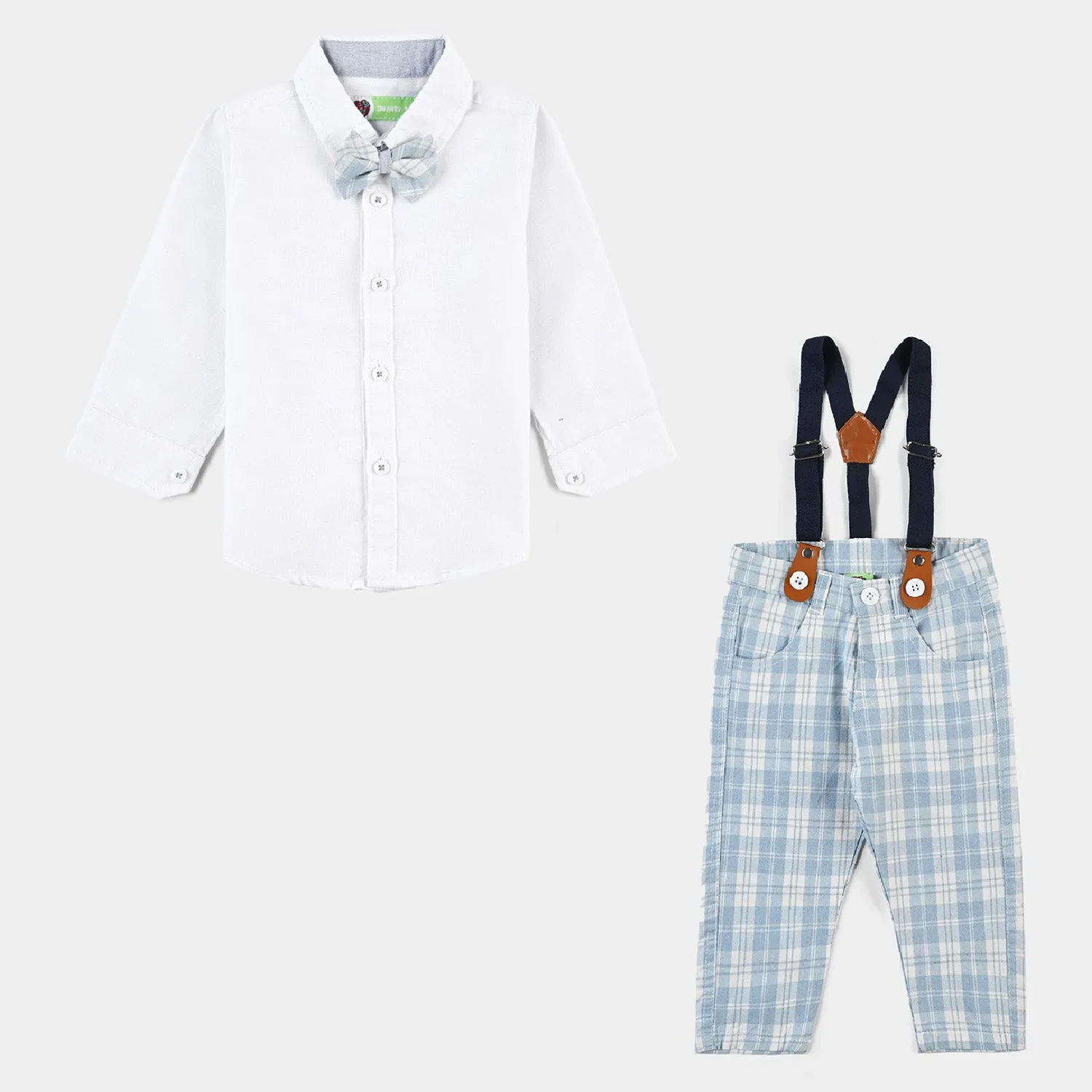 Infant Boys Yarn Dyed Woven F/S 2PC Suit