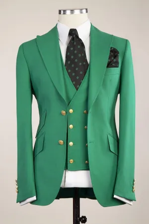 Latest Design Green Peak Lapel Slim Fit Stylish Prom Men’s Suits