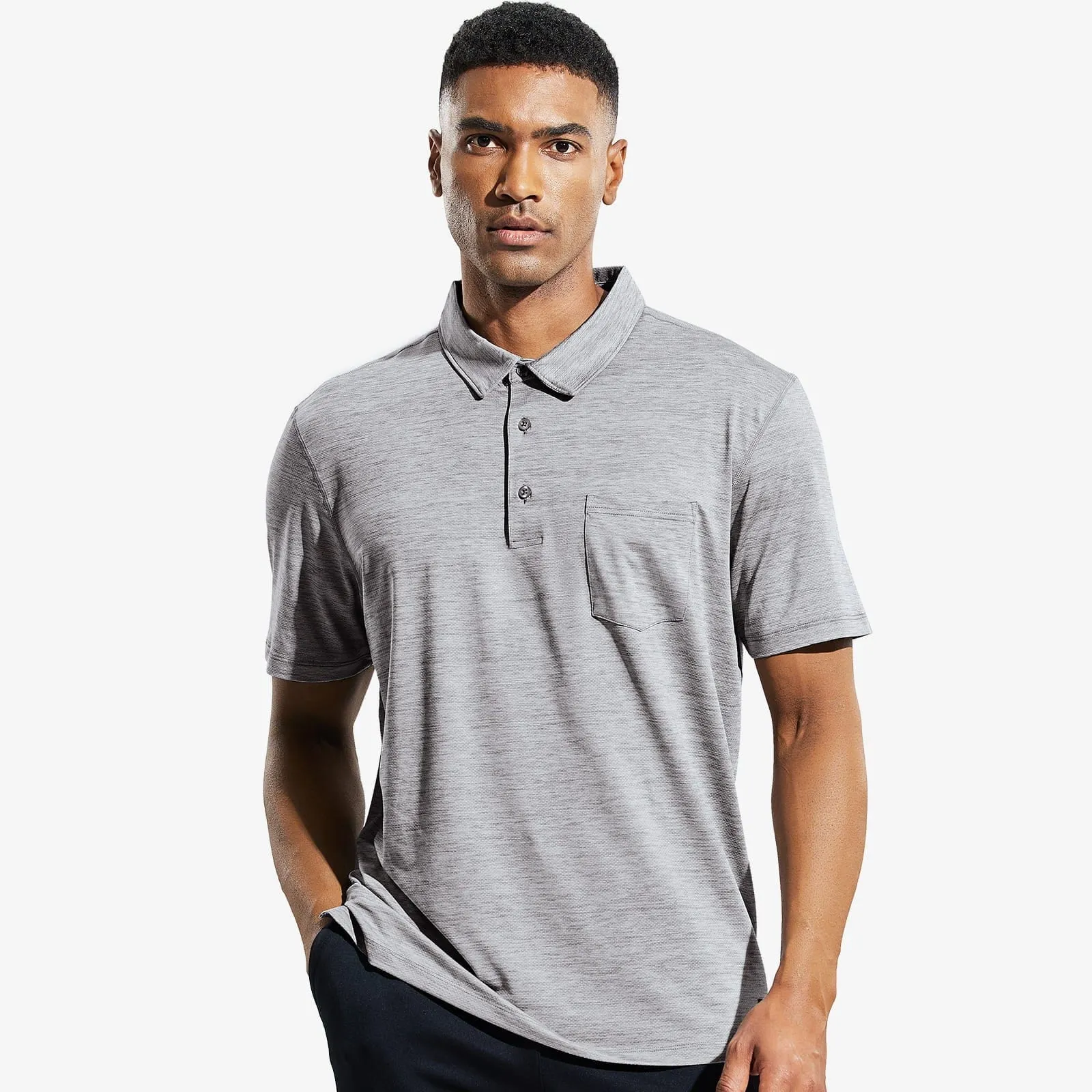 Men's Dry Fit Golf Polo Shirts Collared Shirt with Pocket