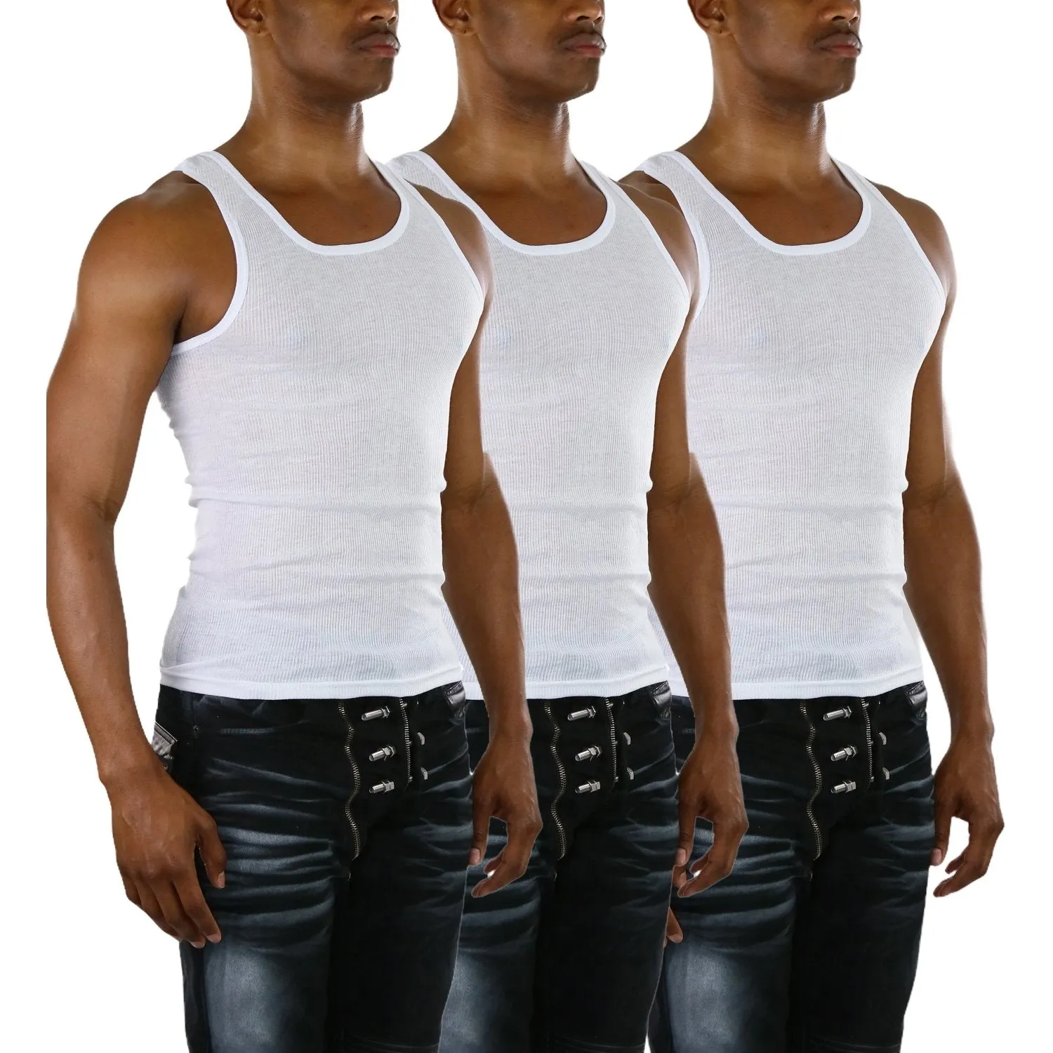 Men's Multi-Pack of Slim Fit Shallow Scoop Neck Undershirts