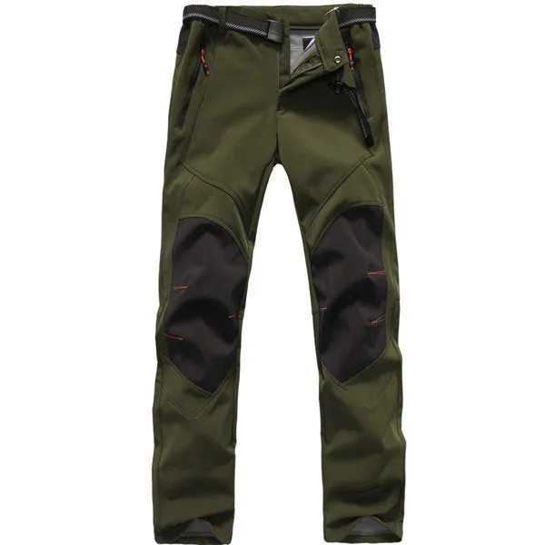 Mens Outdoor Thicken Windproof Patchwork Cargo Pants