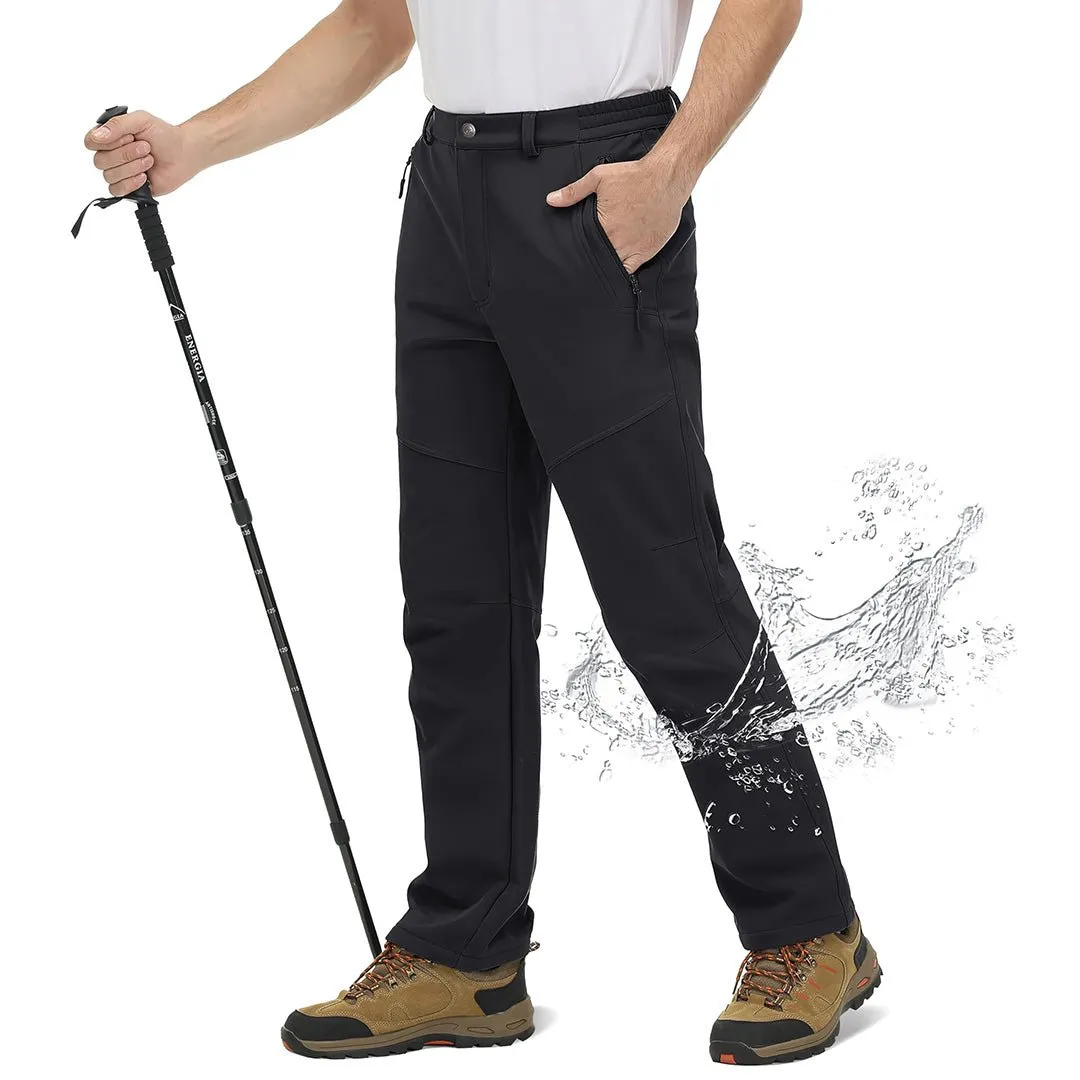 Men's Water-Resistant Ski Fleece Lining Soft Shell Hiking Pants