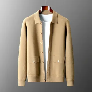 Merino Wool Men's Lapel Cardigan Jacket