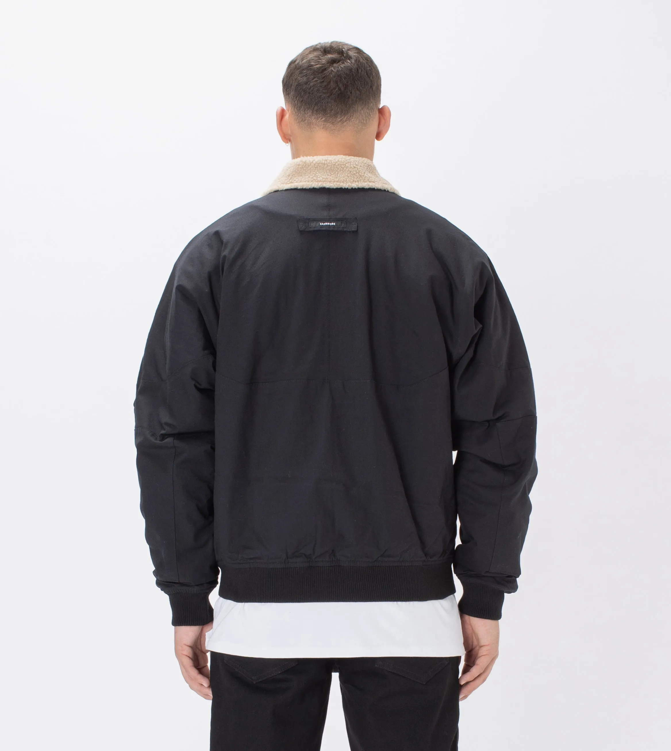 Shearling Militat Bomber Jacket Black