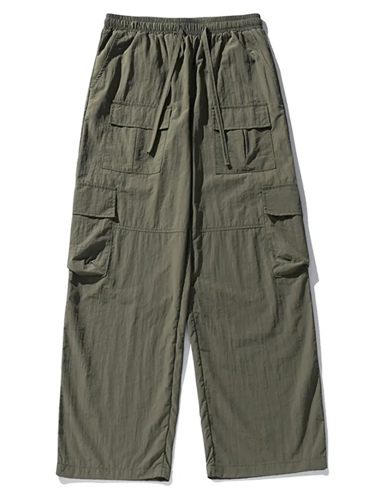 Splicing Multi-Pocket Slacks Cargo Pants