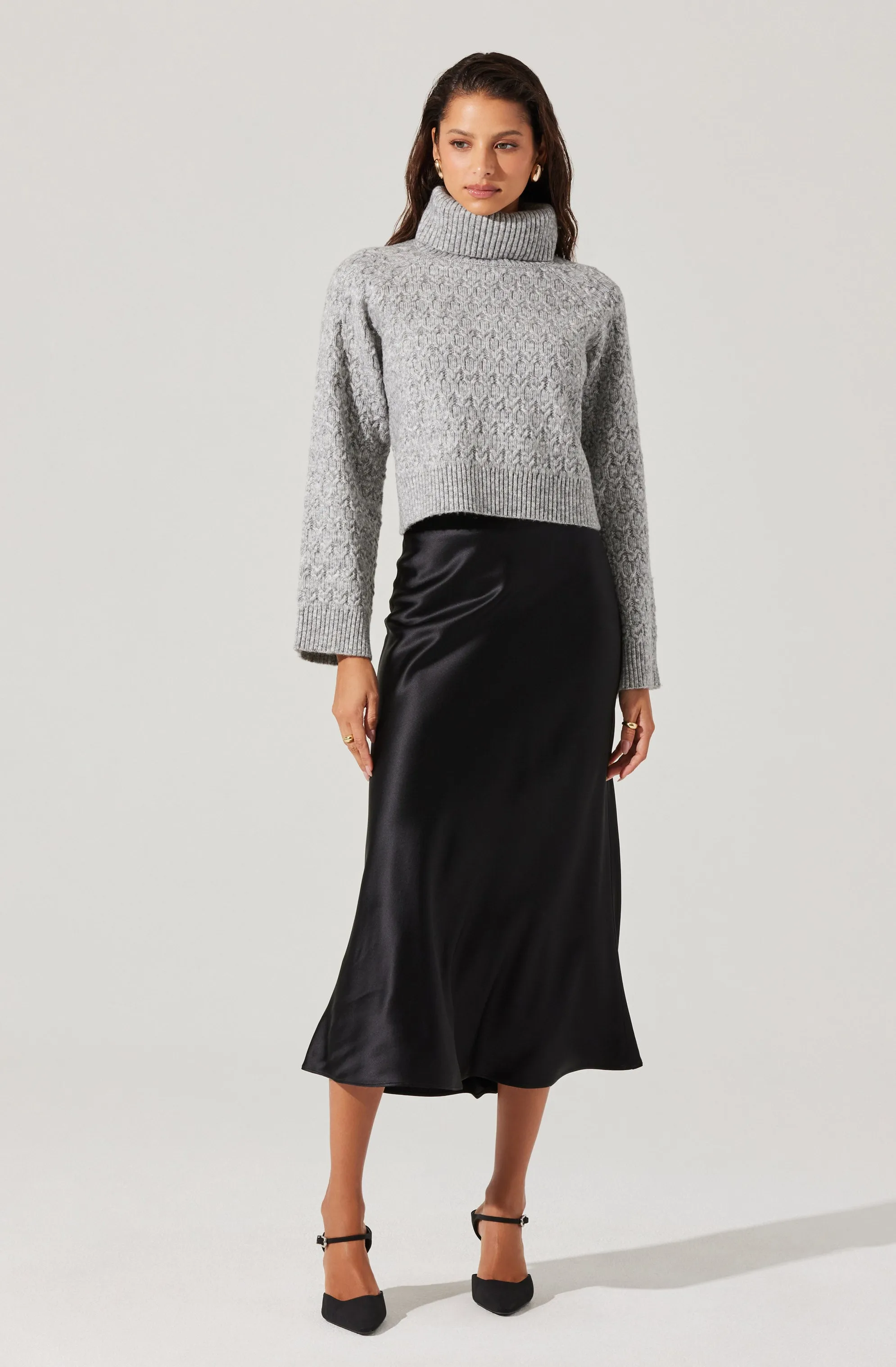 Textured Boxy Turtleneck Sweater