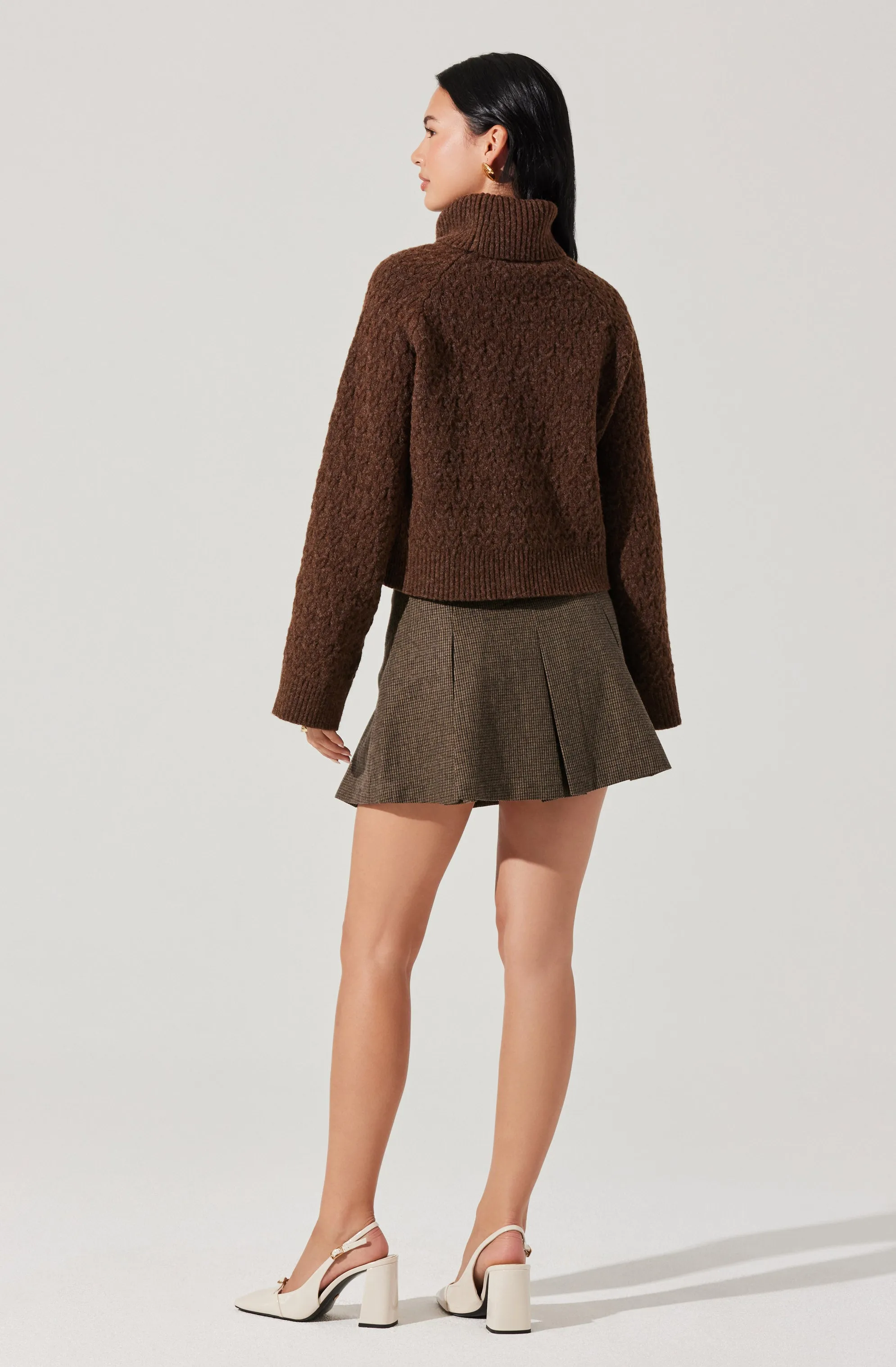 Textured Boxy Turtleneck Sweater