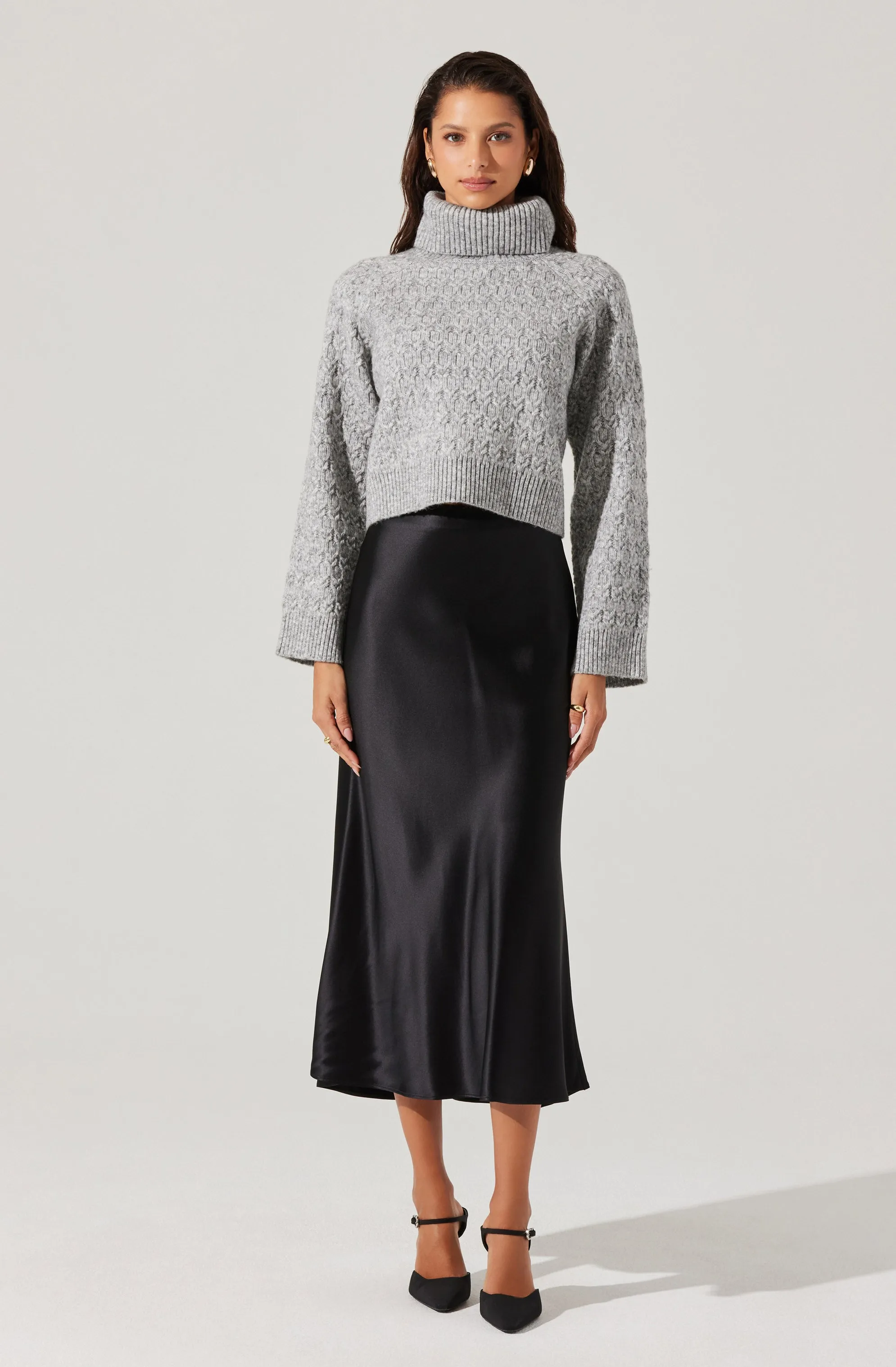 Textured Boxy Turtleneck Sweater