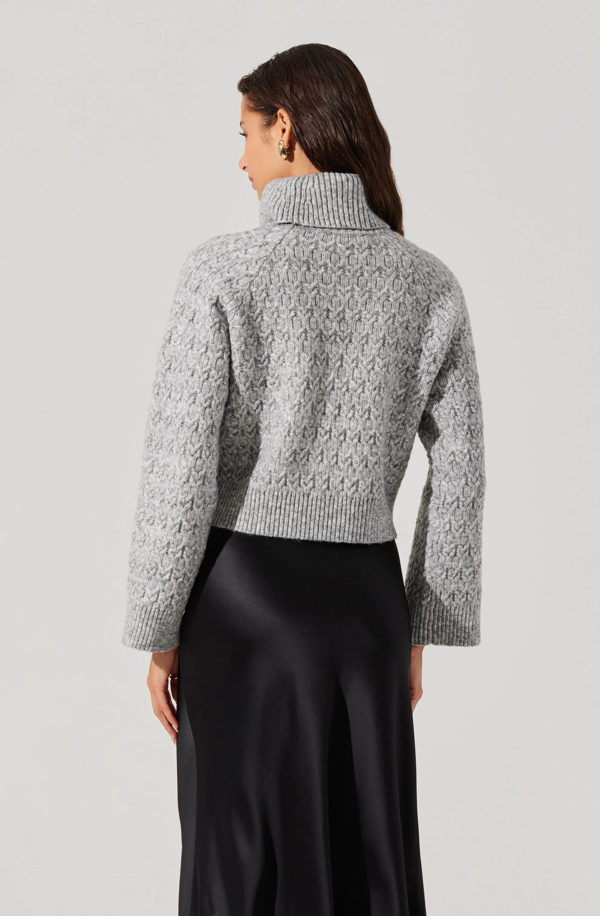 Textured Boxy Turtleneck Sweater