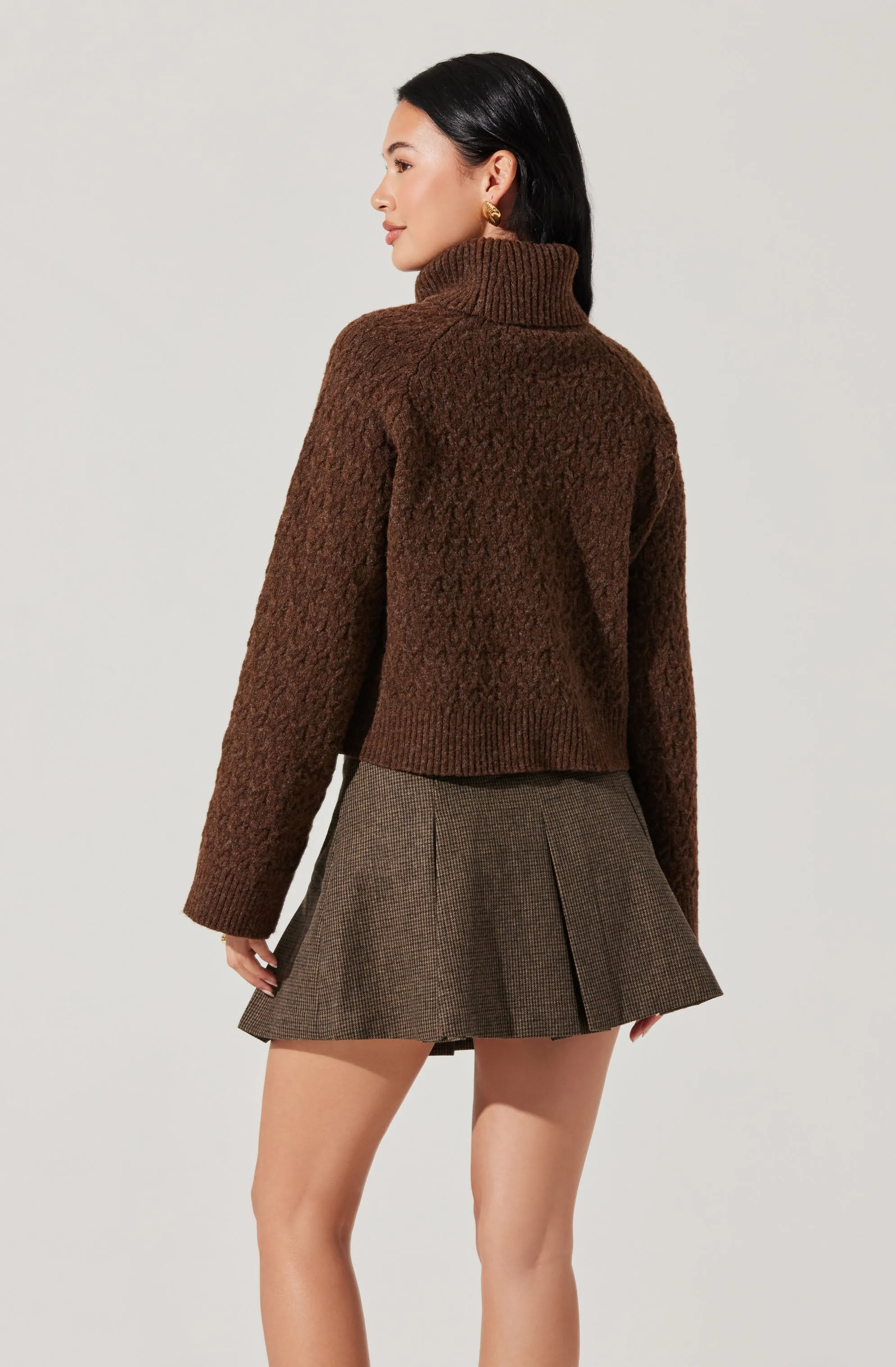 Textured Boxy Turtleneck Sweater