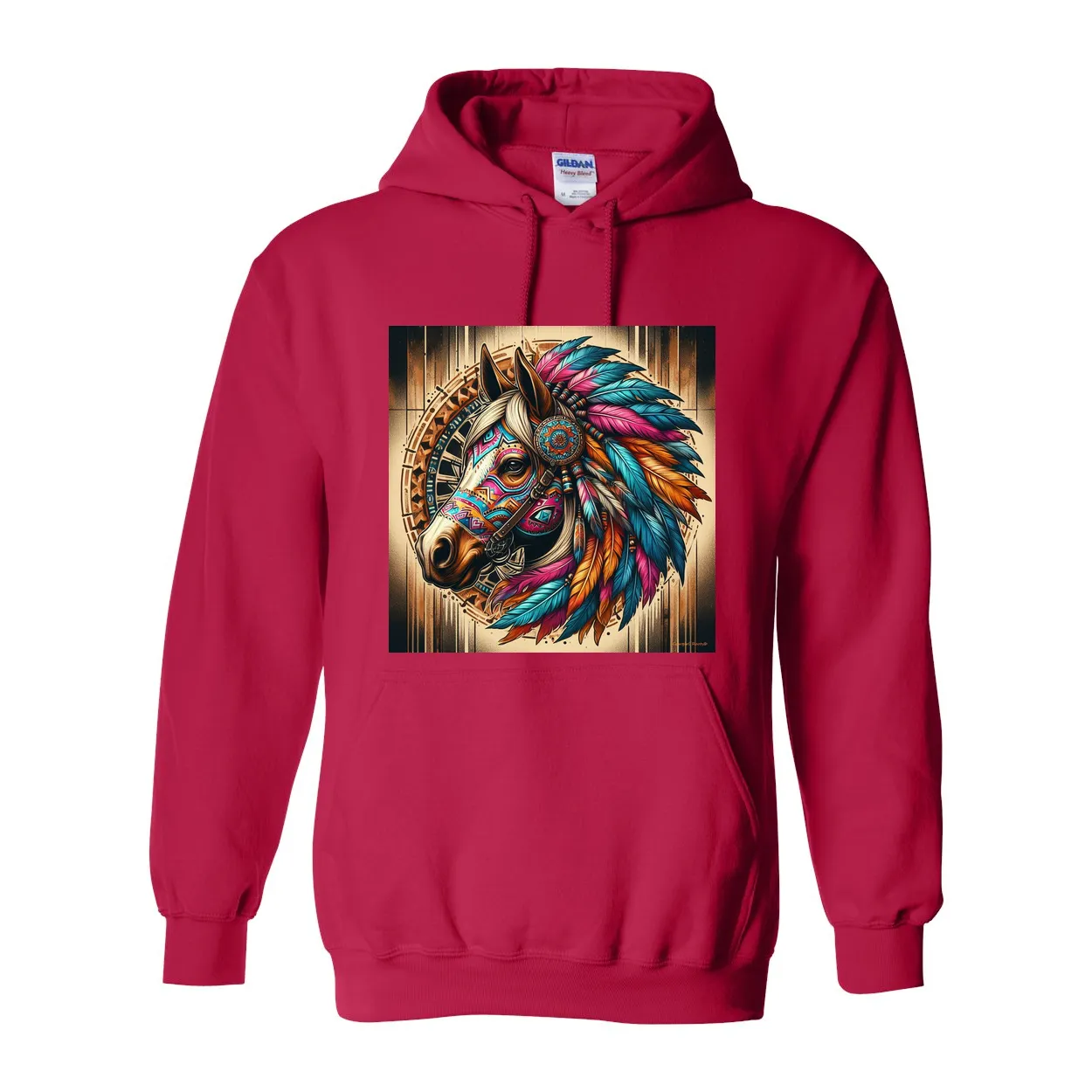 Tribal Horse Chief Pull Over Front Pocket Hoodies