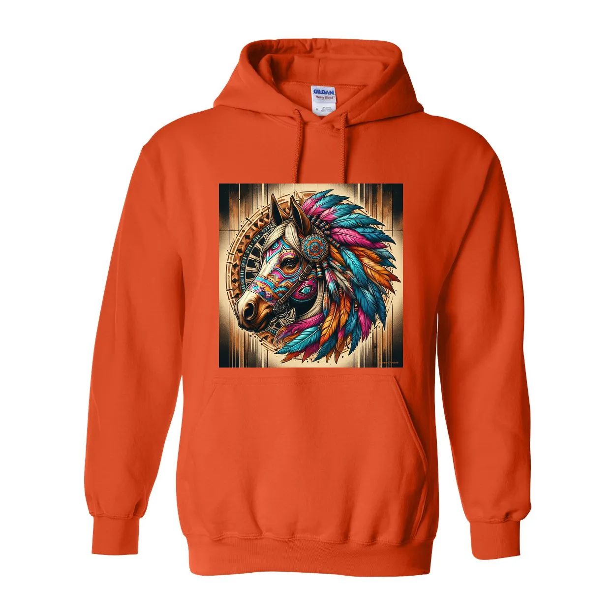 Tribal Horse Chief Pull Over Front Pocket Hoodies