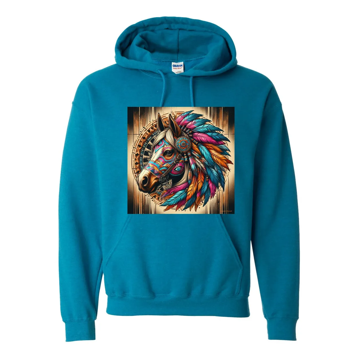 Tribal Horse Chief Pull Over Front Pocket Hoodies