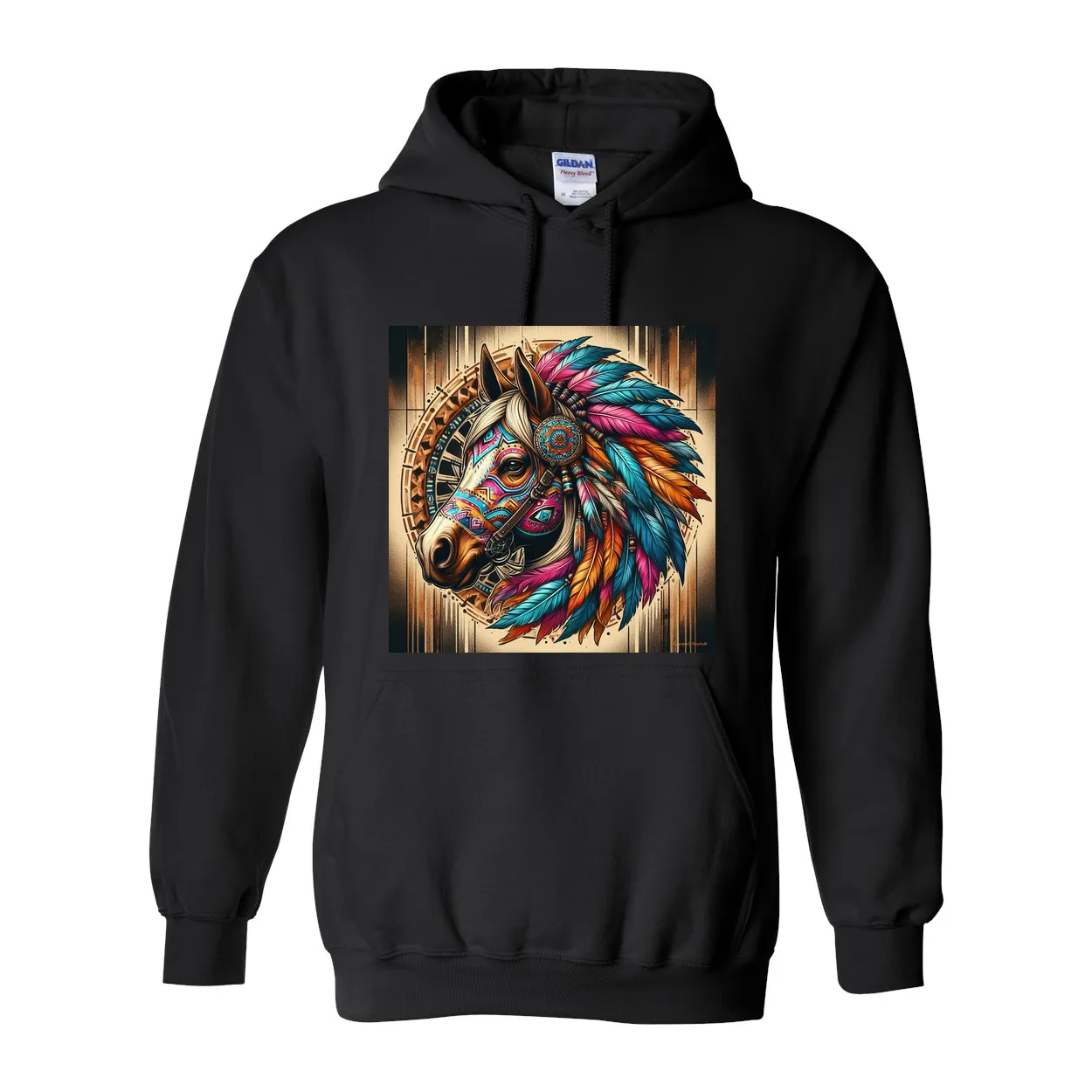 Tribal Horse Chief Pull Over Front Pocket Hoodies