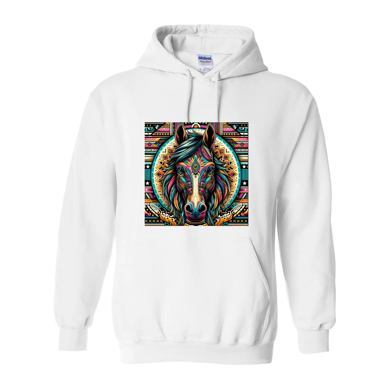 Tribal Horse Dusty Pull Over Front Pocket Hoodies