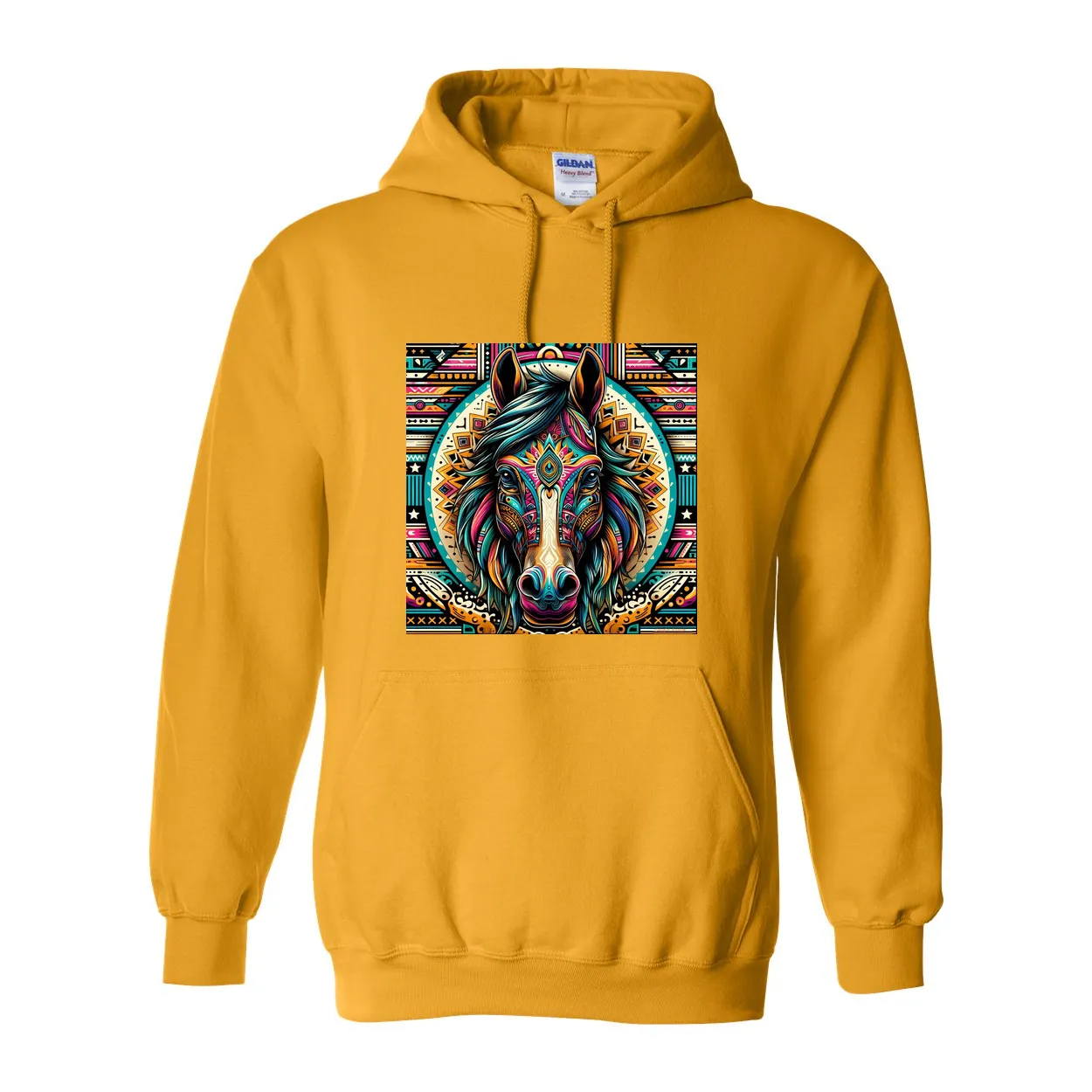 Tribal Horse Dusty Pull Over Front Pocket Hoodies