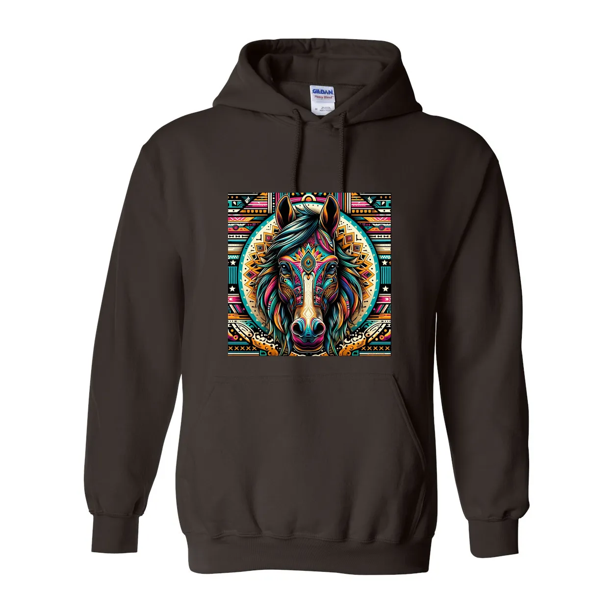 Tribal Horse Dusty Pull Over Front Pocket Hoodies