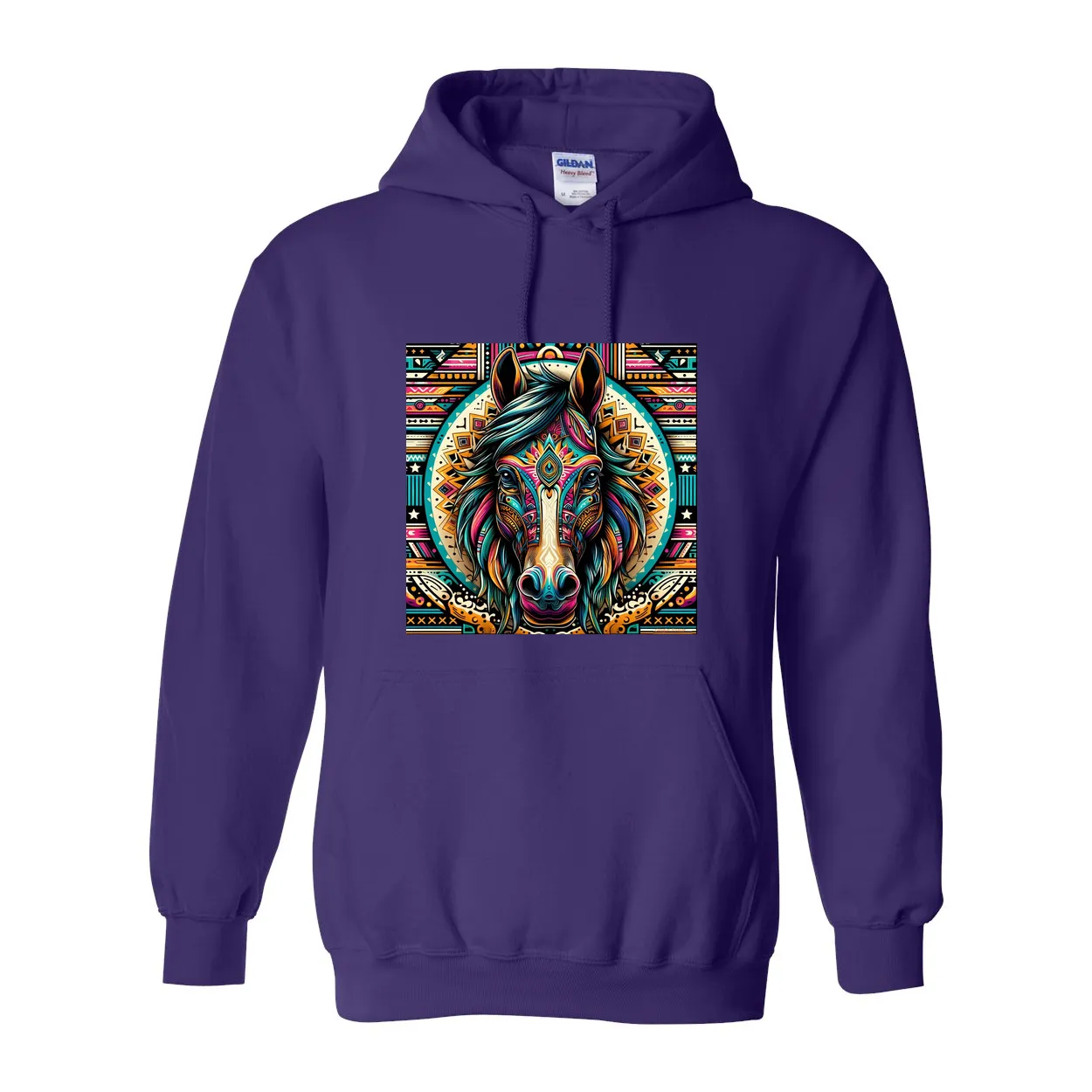 Tribal Horse Dusty Pull Over Front Pocket Hoodies