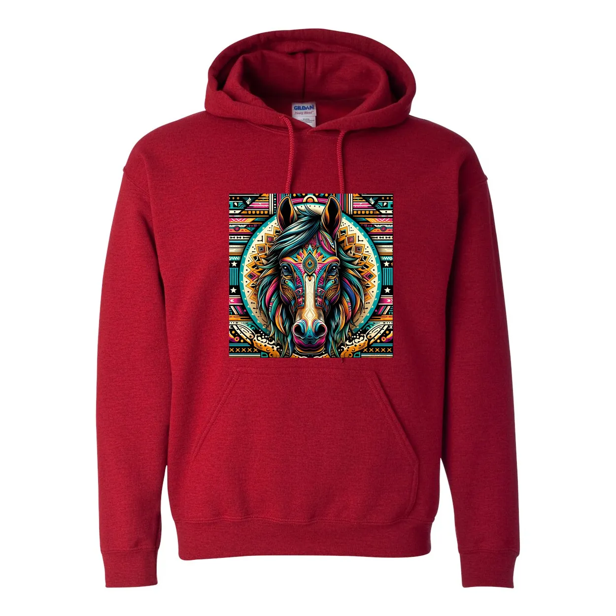 Tribal Horse Dusty Pull Over Front Pocket Hoodies