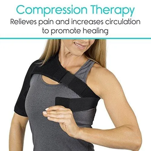 Vive Shoulder Brace - Rotator Cuff Compression Support - Men, Women, Left, Right Arm Injury Prevention Stabilizer Sleeve Wrap - Immobilizer for Dislocated AC Joint, Labrum Tear Pain (Black)