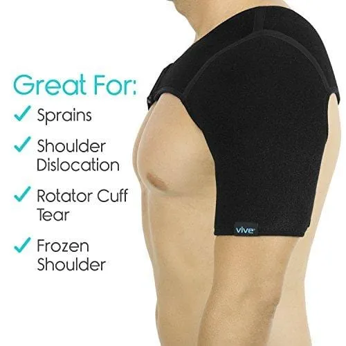 Vive Shoulder Brace - Rotator Cuff Compression Support - Men, Women, Left, Right Arm Injury Prevention Stabilizer Sleeve Wrap - Immobilizer for Dislocated AC Joint, Labrum Tear Pain (Black)