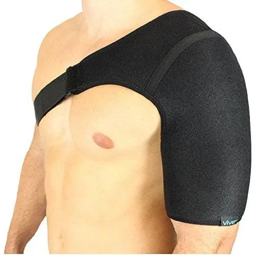 Vive Shoulder Brace - Rotator Cuff Compression Support - Men, Women, Left, Right Arm Injury Prevention Stabilizer Sleeve Wrap - Immobilizer for Dislocated AC Joint, Labrum Tear Pain (Black)