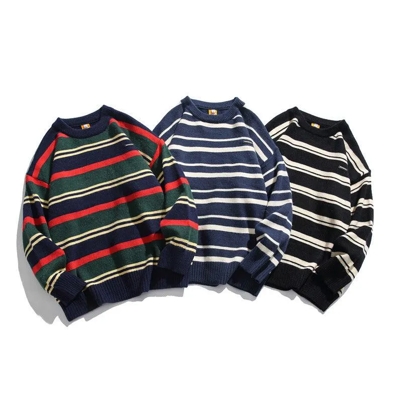 Winter Couples Wear Trendy Striped Sweaters For Men And Women